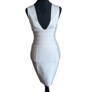 Hervé Léger x Forever 21 Alabaster White Bandage Midi Dress Y2K Baddie Size S